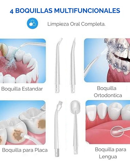 2X1: Irrigador Oral  Profesional Recargable + Kit de boquillas GRATIS