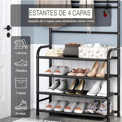 Organizador de zapatos 4 niveles con perchero® SOLO QUEDAN 10 UNIDADES DISPONIBLES | ¡DATE PRISA!