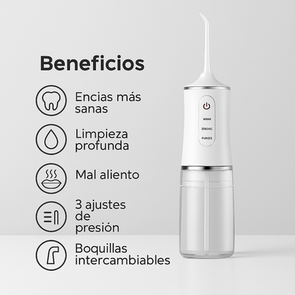 2X1: Irrigador Oral  Profesional Recargable + Kit de boquillas GRATIS